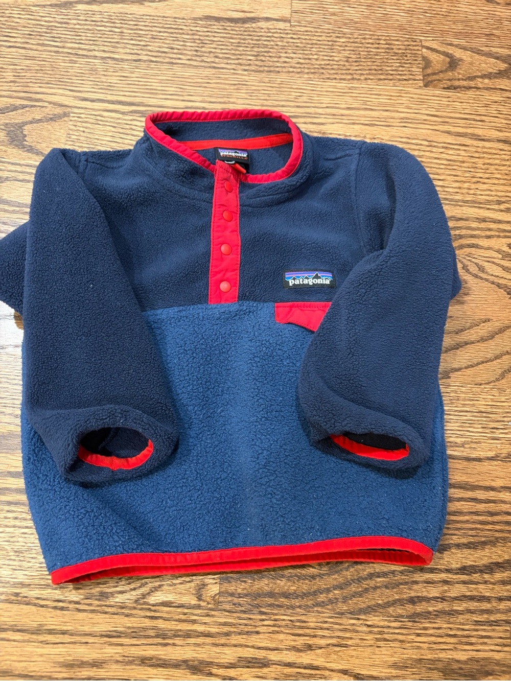 Patagonia Kids Navy & Red Snap-Front Fleece Pullover
